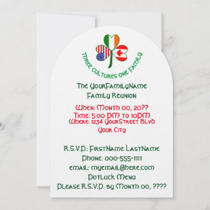 Invitation Réunion de famille canadienne irlandaise américain