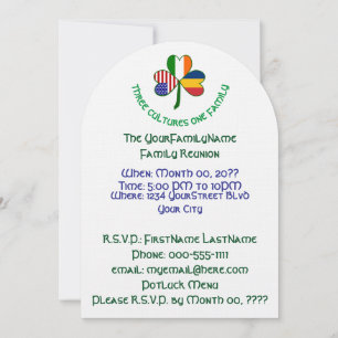 Invitation Réunion de famille Chadien Irlandais USA Shamrock