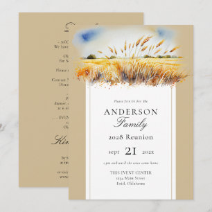 Invitation Réunion de famille champ de blé aquarelle