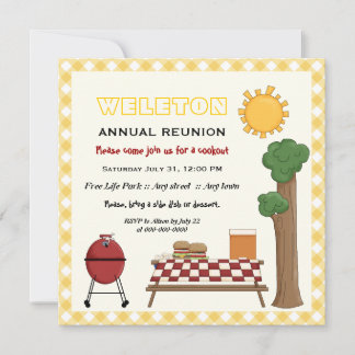 Invitation Réunion de famille de biscuits barbecue, frontière
