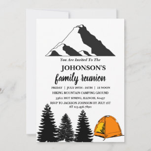 Invitation Réunion de famille de camping de montagnes rustiqu