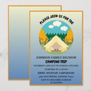 Invitation Réunion de famille de camping d'été Arbre & Tente 