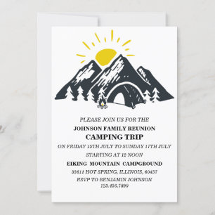 Invitation Réunion de famille de camping en tente de montagne