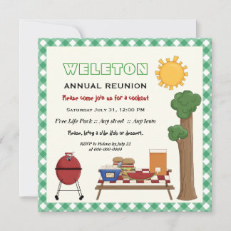 Invitation Réunion de famille de cuisine barbecue, bordure ve