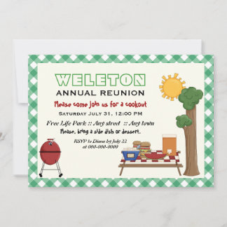 Invitation Réunion de famille de cuisine barbecue, bordure ve