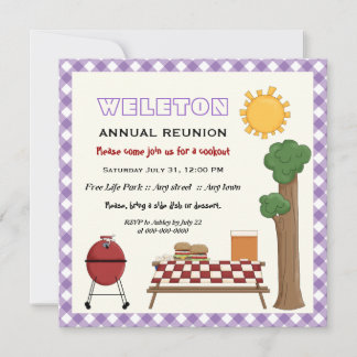 Invitation Réunion de famille de cuisine barbecue, en vichy v