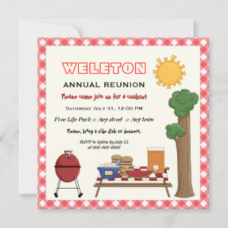 Invitation Réunion de famille de cuisine barbecue, frontière