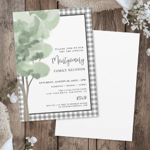 Invitation Réunion de famille de l'arbre Gingham