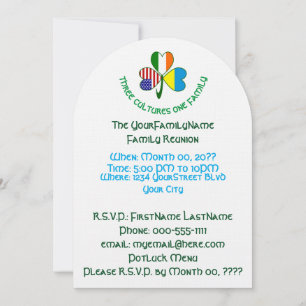 Invitation Réunion de famille de trèfle américano-irlandais u