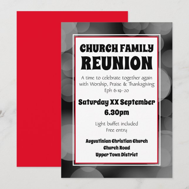 Invitation Réunion de famille d'église grise personnalisée Bo (Devant / Derrière)