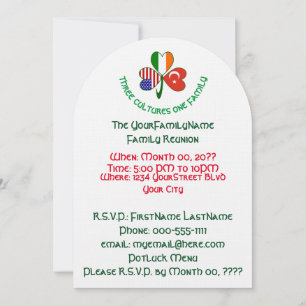 Invitation Réunion de famille du trèfle irlandais turc USA