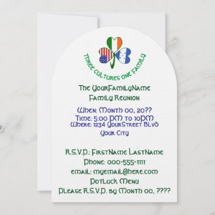 Invitation Réunion de famille du trèfle USA irlando-hondurien