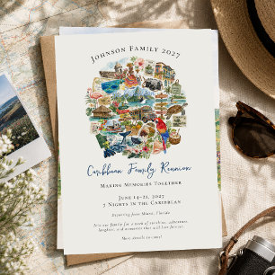 Invitation Réunion de famille illustrée des Caraïbes