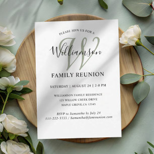 Invitation Réunion de famille moderne monogramme