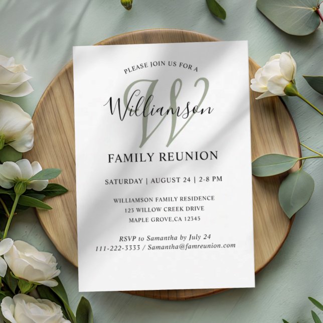 Invitation Réunion de famille moderne monogramme (Créateur téléchargé)