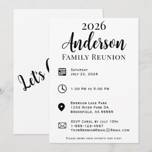 Invitation Réunion de famille Noir et Blanc Simple Connect
