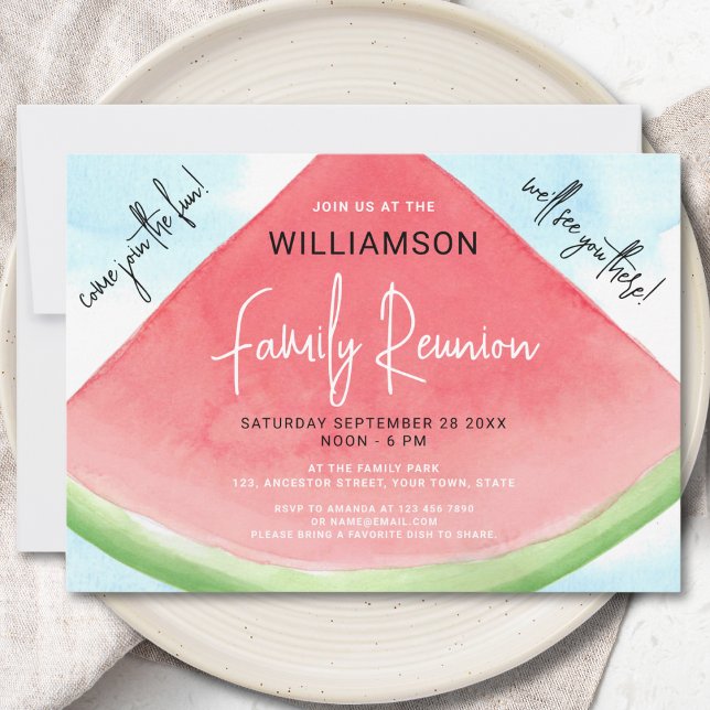 Invitation Réunion de famille Pastèque d'été  (Créateur téléchargé)