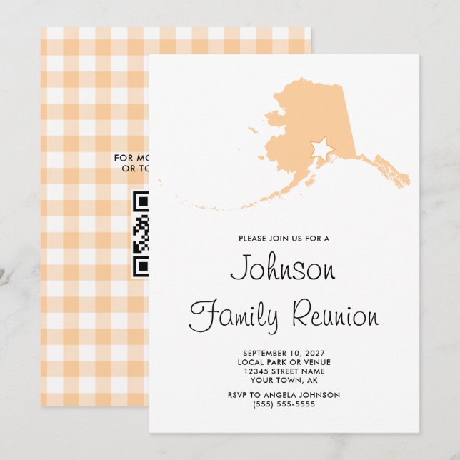 Invitation Réunion de famille Peach Alaska (Devant / Derrière)