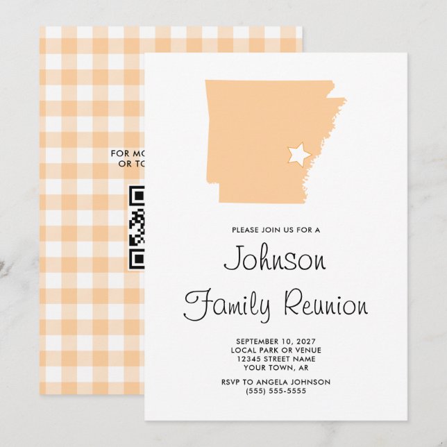 Invitation Réunion de famille Peach Arkansas (Devant / Derrière)