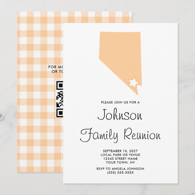 Invitation Réunion de famille Peach Nevada (Devant / Derrière)
