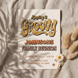 Invitation Réunion de famille rétro boho « Groovy »