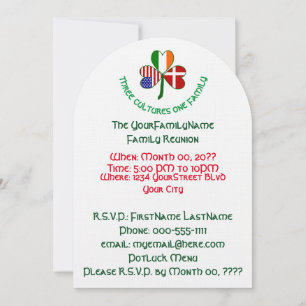 Invitation Réunion de famille Shamrock Américain Irlandais Da