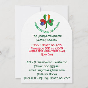 Invitation Réunion de famille Shamrock américano-bangladaise