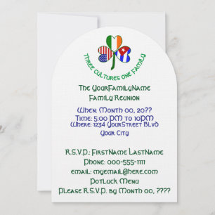Invitation Réunion de famille Shamrock de Cuba Irish USA