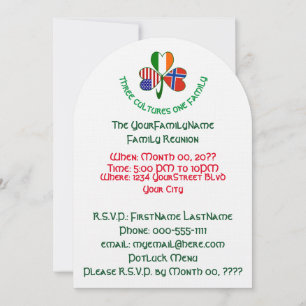 Invitation Réunion de famille Shamrock Irlandaise Norvégienne