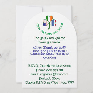 Invitation Réunion de famille Shamrock irlandaise thaïlandais