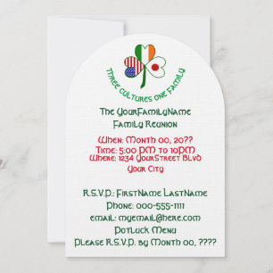 Invitation Réunion de famille Shamrock irlando-japonais USA