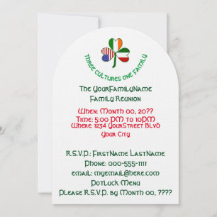 Invitation Réunion de famille trèfle italo-irlandais américai