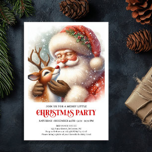 Invitation Réunion de fête de Noël avec le Père Noël et Rudol