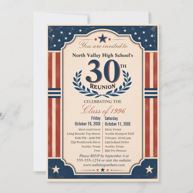 Invitation Réunion de la 30e promotion de lycée Americana Rou (Devant)