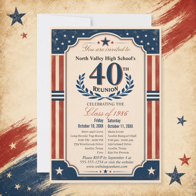 Invitation Réunion de la 40e promotion de lycée Americana Rou (Créateur téléchargé)