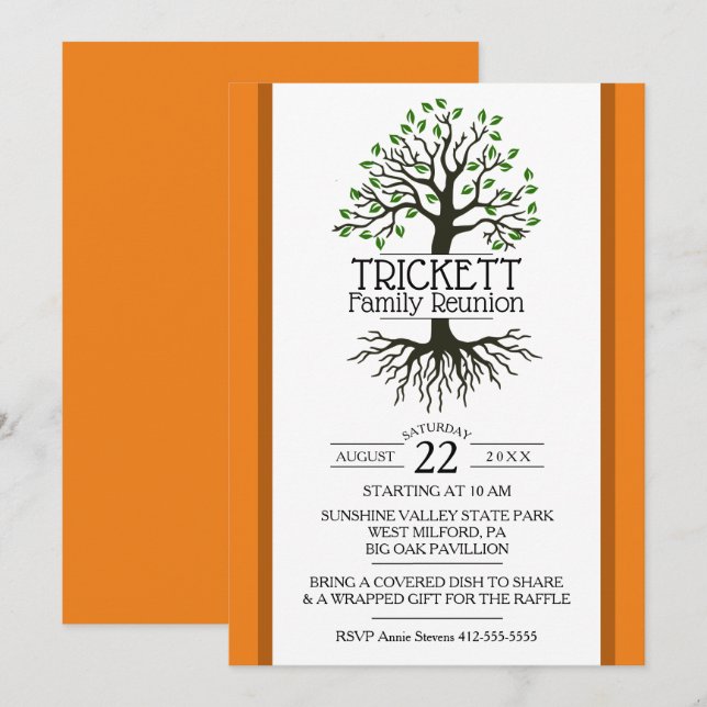 Invitation Réunion de la famille Orange (Devant / Derrière)