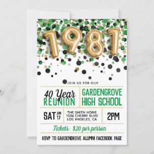 Invitation Réunion de l'école secondaire en 1981