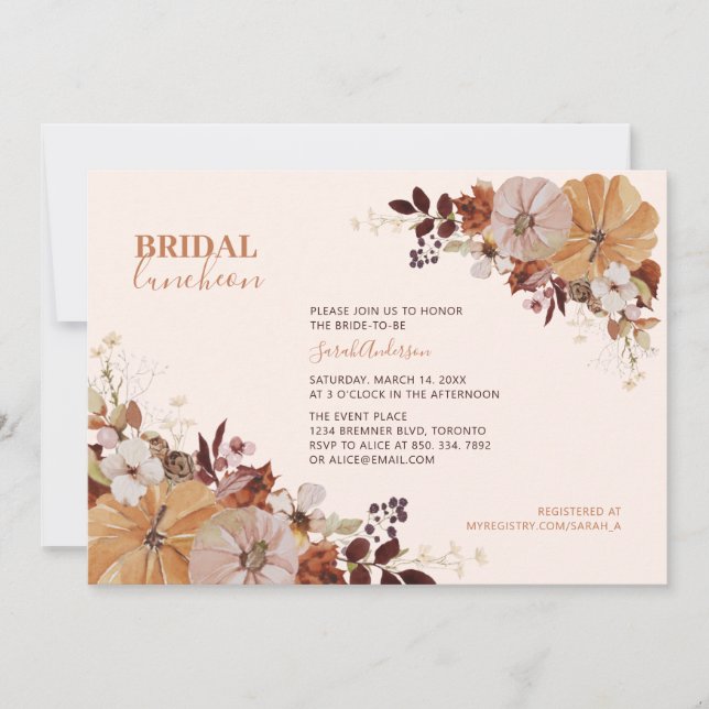 Invitation Réunion de mariage Floral Automnal Rustique (Devant)