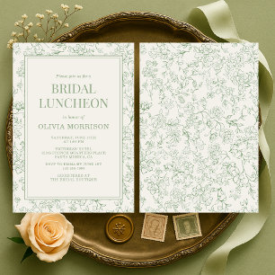 Invitation Réunion de mariage floral français vert sauge
