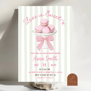 Invitation Réunion de mariage Macaroon Stripe Rose Sauge