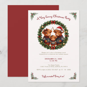 Invitation Réunion de Noël décalée avec vaches des Highlands