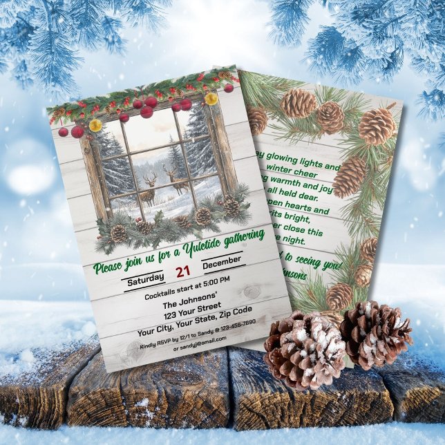 Invitation Réunion de Noël rustique Yuletide (Créateur téléchargé)
