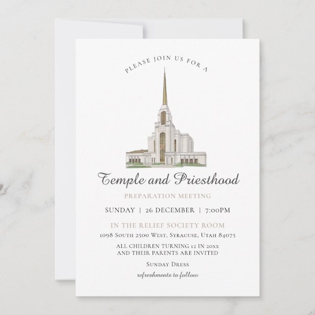 Invitation Réunion de préparation à la sacerdoce du temple de (Devant)