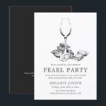 Invitation Réunion de préparation de fête de perle Style mini<br><div class="desc">Un ensemble d'invitations de fête de perle pour votre prochaine chasse aux perles. Ces invitations présentent un texte simple de couleur gris charbon foncé, ainsi qu'une illustration unique d'huître et de vin centrée vers le haut. Au verso de l'invitation se trouve un noir charbon doux. Tous les éléments de cette...</div>