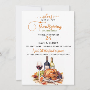 Invitation Réunion de Thanksgiving autour du vin et de la din
