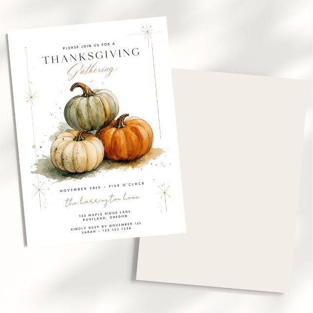 Invitation Réunion de Thanksgiving minimaliste Citrouille (Créateur téléchargé)