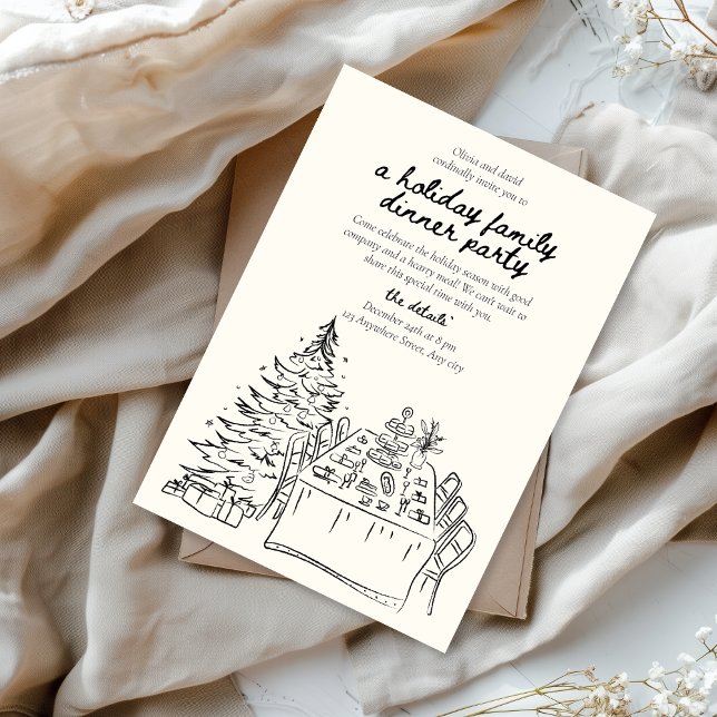 Invitation Réunion de vacances Dîner de fête de Noël  (Créateur téléchargé)