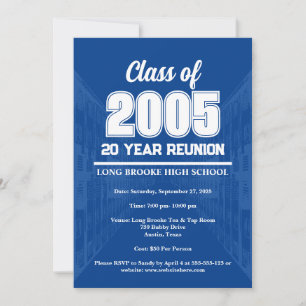 Invitation Réunion des anciens du lycée Blue 20 ans 2005