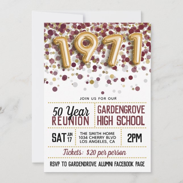 Invitation Réunion du collège 1971 (Devant)