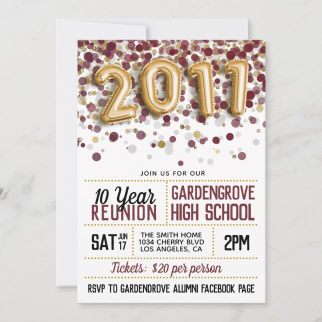 Invitation Réunion du lycée de 2011 (Devant)